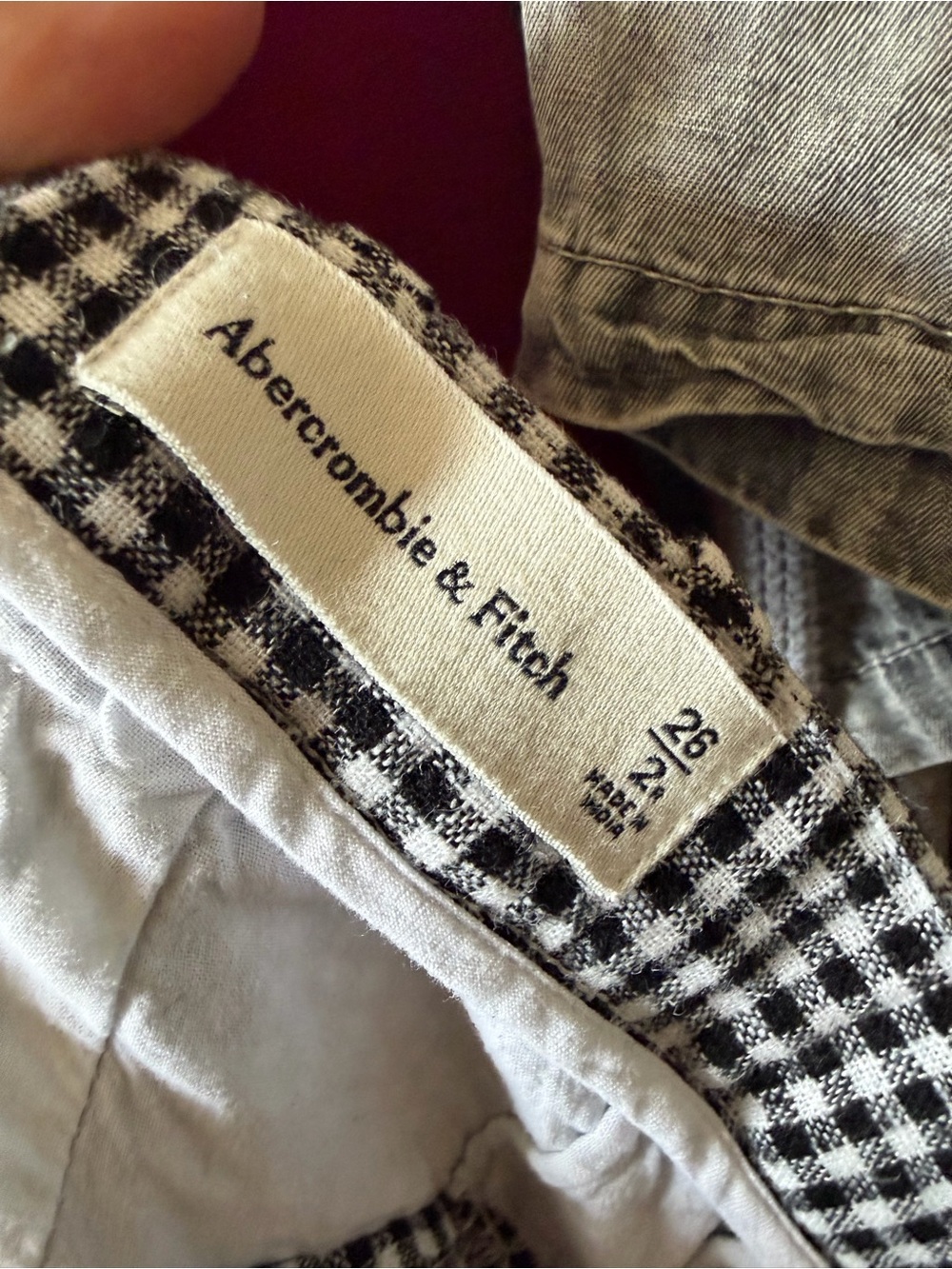 Abercrombie & Fitch Straight Leg Black & White Gingham Linen Blend Pants Size 2 - Picture 5 of 6